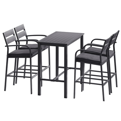 Outdoor Dinning Bar Set Patio Aluminium Table Stools-5-Piece