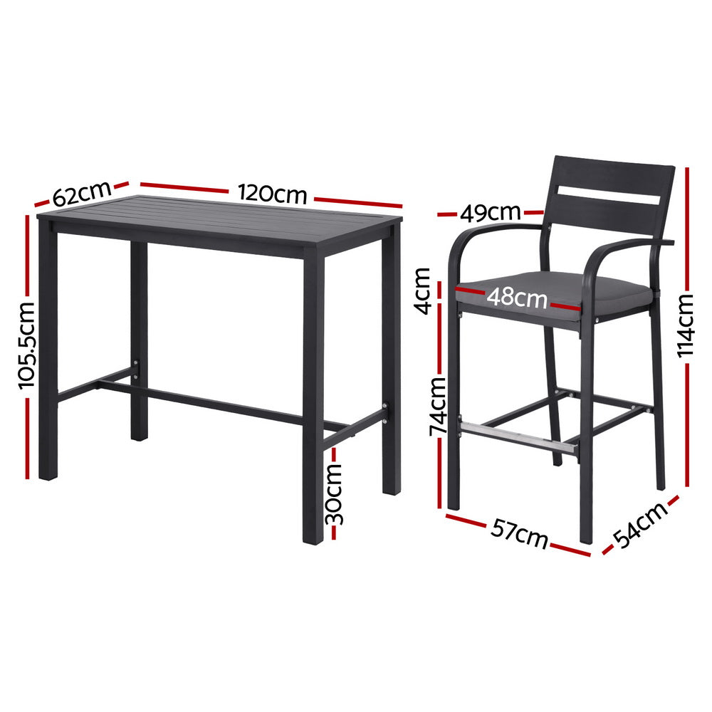 Outdoor Dinning Bar Set Patio Aluminium Table Stools-5-Piece