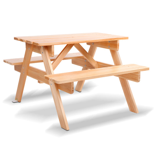 Kids Outdoor Table and Chairs Picnic Bench Set Children Wooden