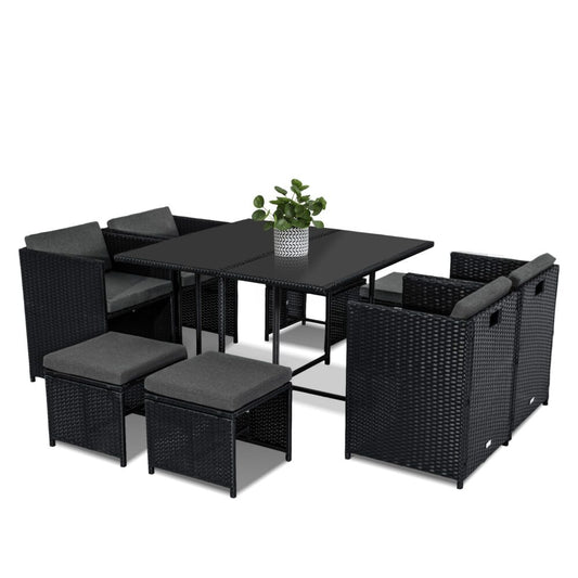 Outdoor Dining Set-Black-8 Seater