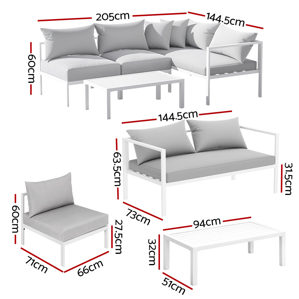 Outdoor Sofa Set Aluminium Lounge Setting-4 Seater