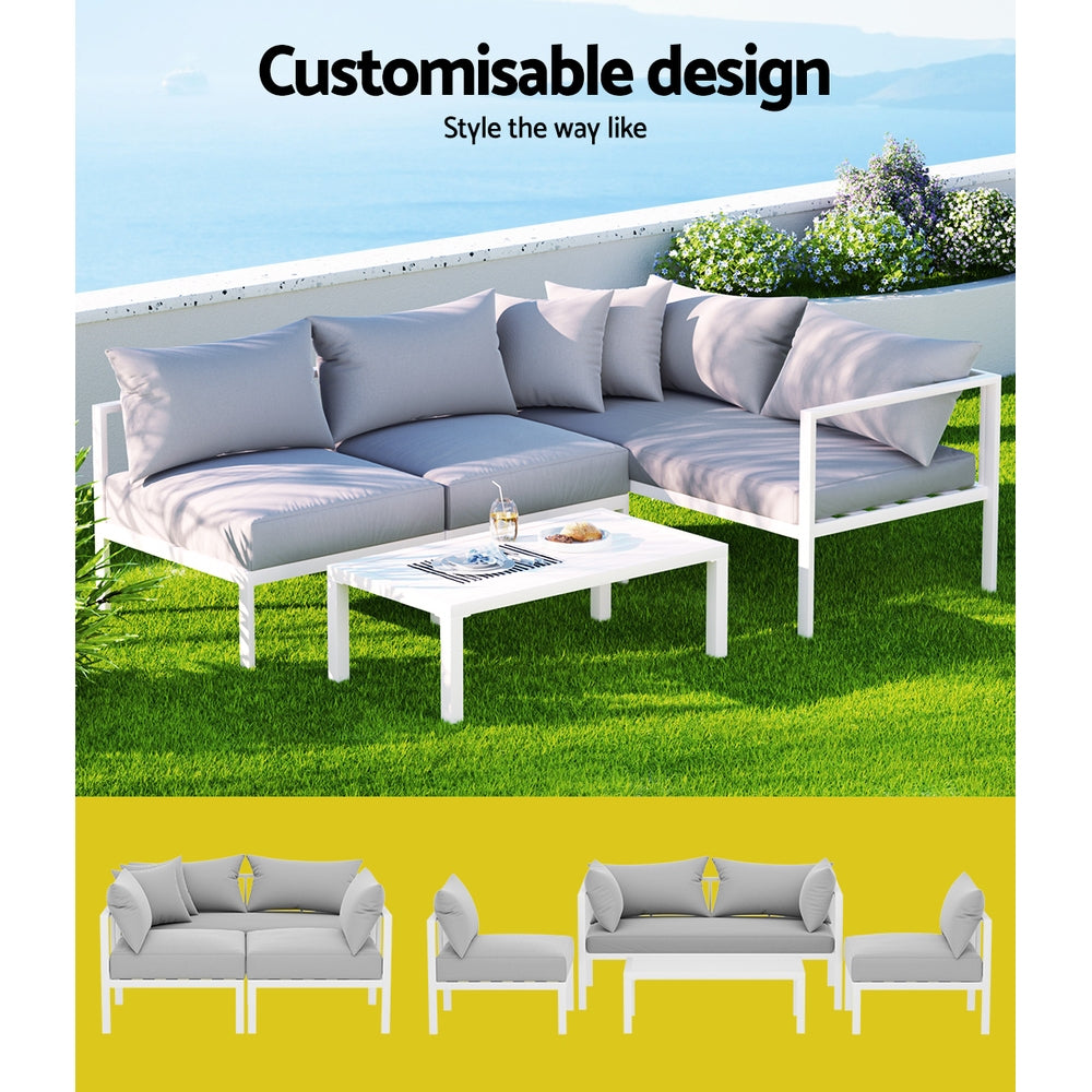 Outdoor Sofa Set Aluminium Lounge Setting-4 Seater