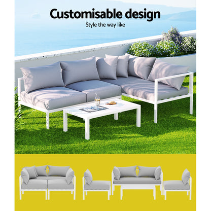 Outdoor Sofa Set Aluminium Lounge Setting-4 Seater