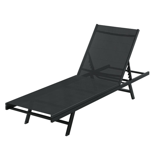 Outdoor Sun Lounge Steel Beach Chair-Black