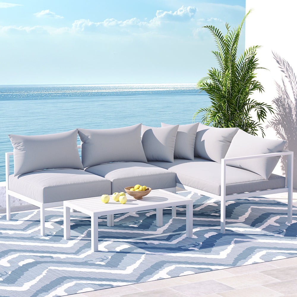 Outdoor Sofa Set Aluminium Lounge Setting-4 Seater