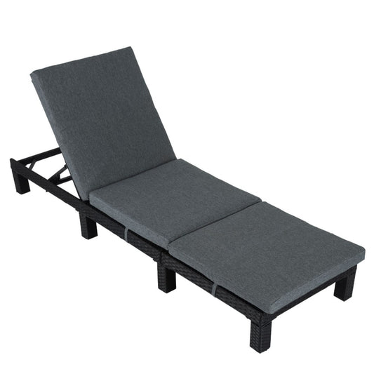 Outdoor Sun bed with Adjustable Recline- Black