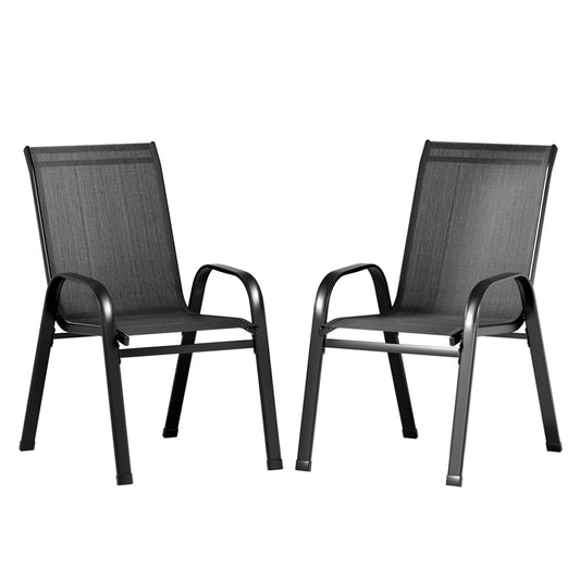 Outdoor Dining Chairs Stackable- Black x2