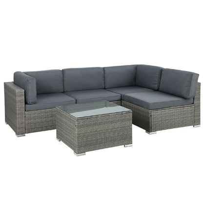 Outdoor Sofa Set Wicker Couch Lounge Setting 4 Seater Grey