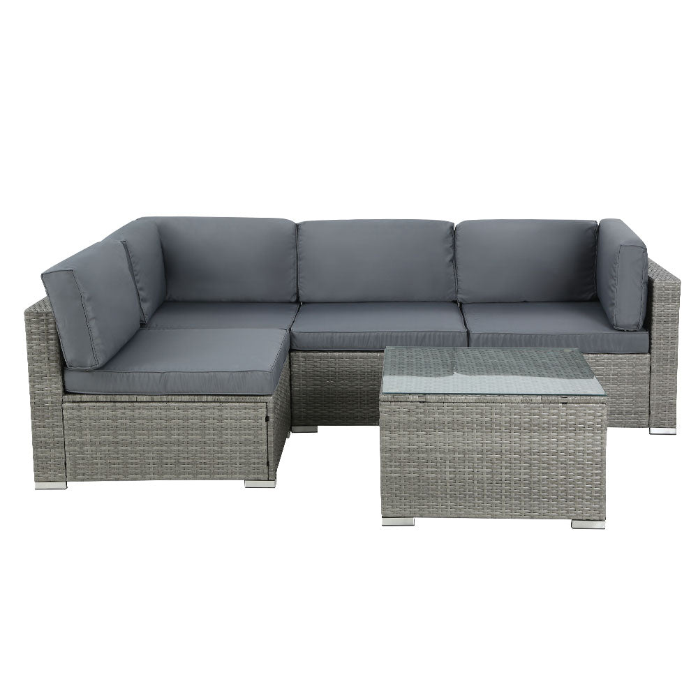 Outdoor Sofa Set Wicker Couch Lounge Setting 4 Seater Grey