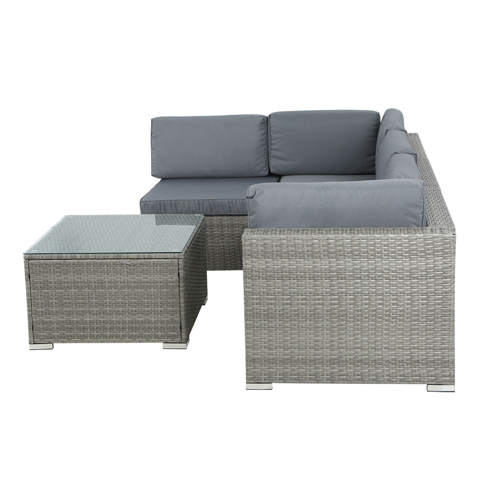 Outdoor Sofa Set Wicker Couch Lounge Setting 4 Seater Grey