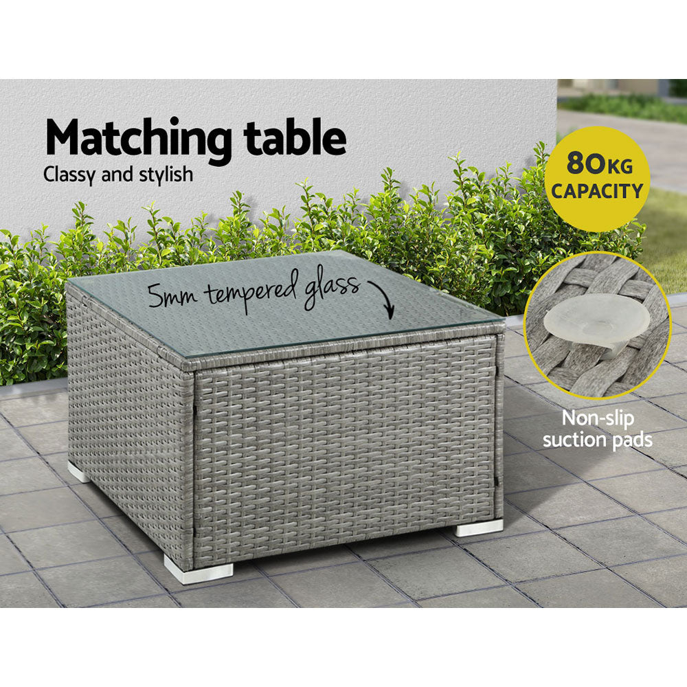 Outdoor Sofa Set Wicker Couch Lounge Setting 4 Seater Grey