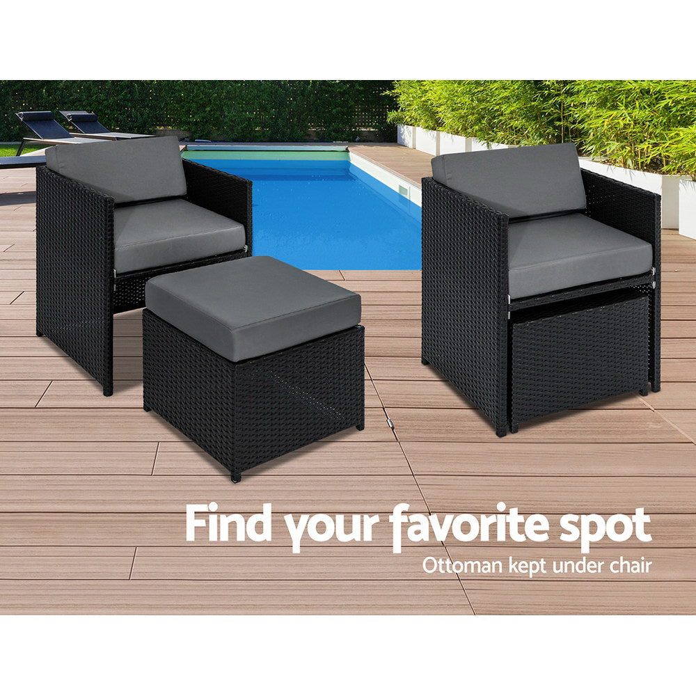 Outdoor Dining Set 13 Piece Wicker Table Chairs Setting Black