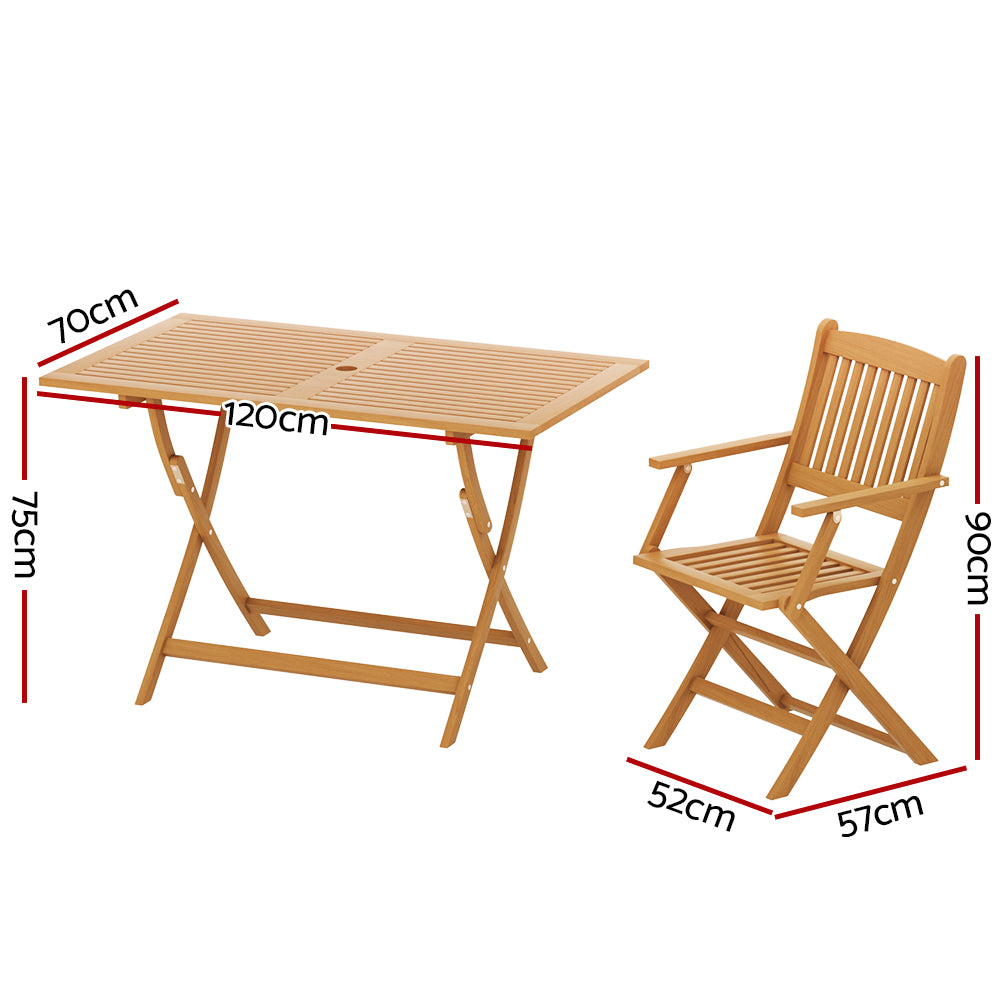 Outdoor Dining Set 7 Piece Wooden Table Chairs Setting Foldable