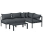 Outdoor Sofa Set Aluminium Patio Furniture Setting 4Seater Charcoal