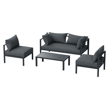 Outdoor Sofa Set Aluminium Patio Furniture Setting 4Seater Charcoal