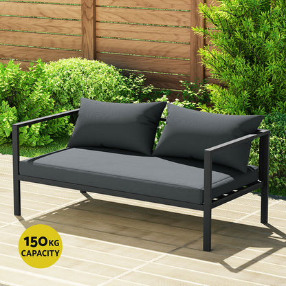 Outdoor Sofa Set Aluminium Patio Furniture Setting 4Seater Charcoal