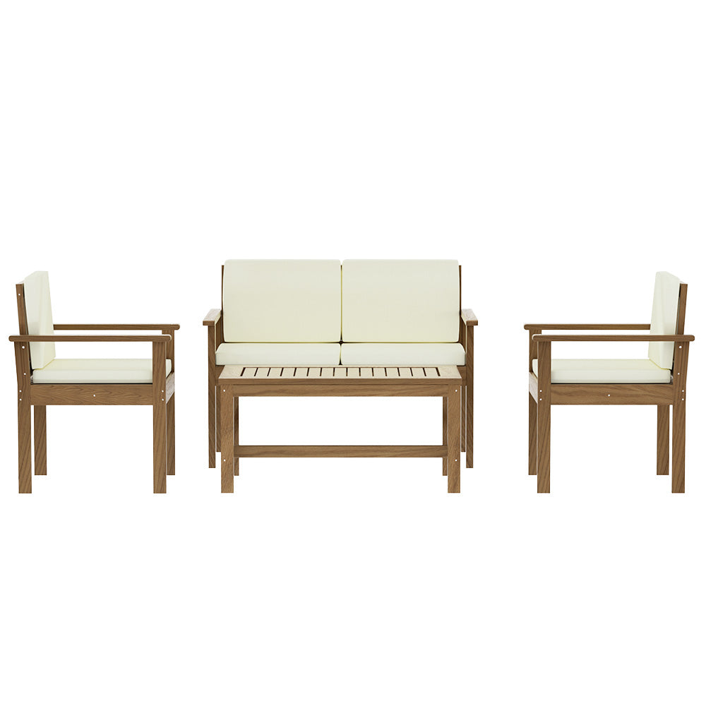 Outdoor Sofa Set Wooden Couch Lounge Setting 4-Piece