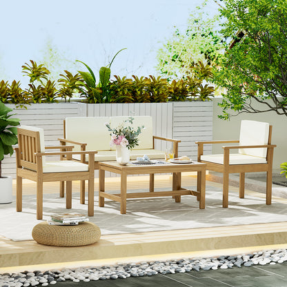 Outdoor Sofa Set Wooden Couch Lounge Setting 4-Piece