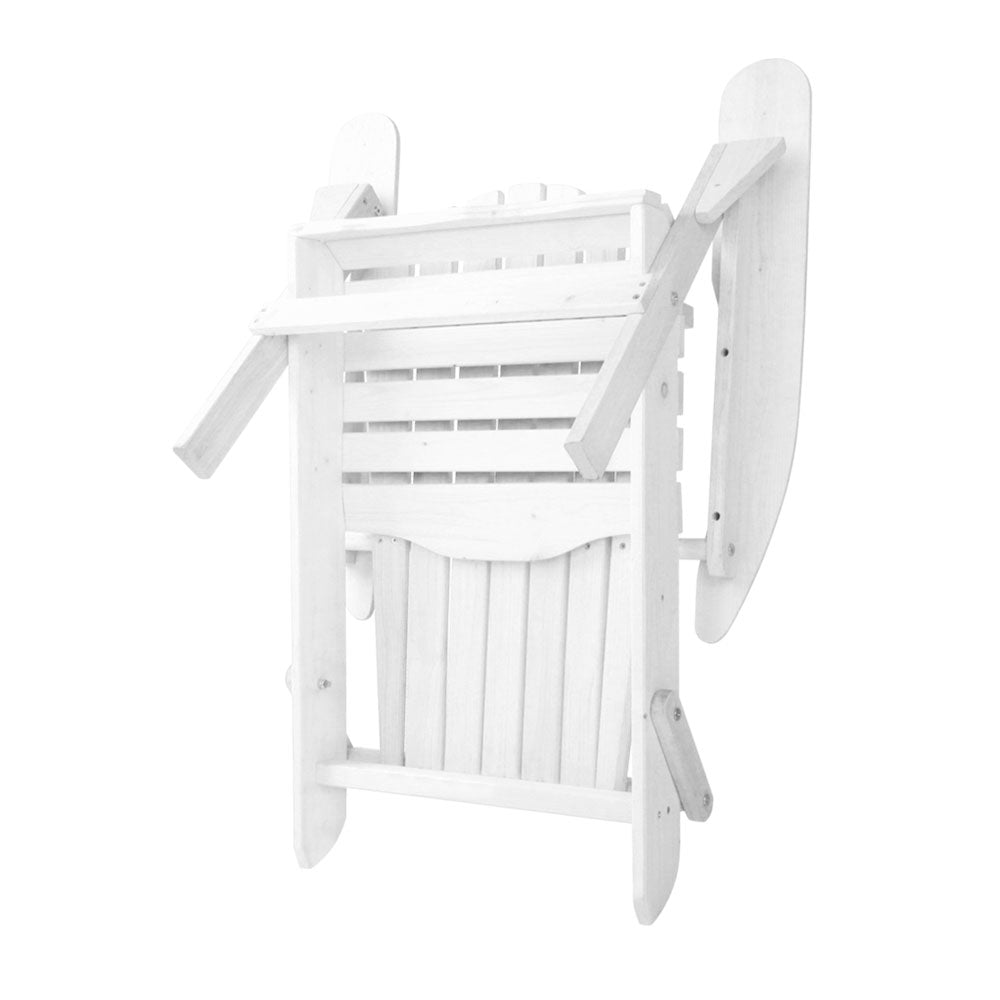 Gardeon Adirondack Outdoor Chairs Wooden Foldable Beach Chair Patio Furniture White