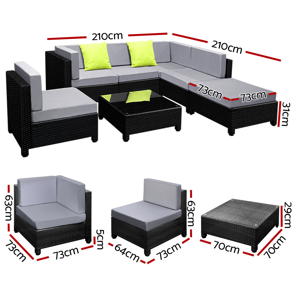 Outdoor Sofa Set Wicker Couch Lounge Setting Seat Cover 7-Piece