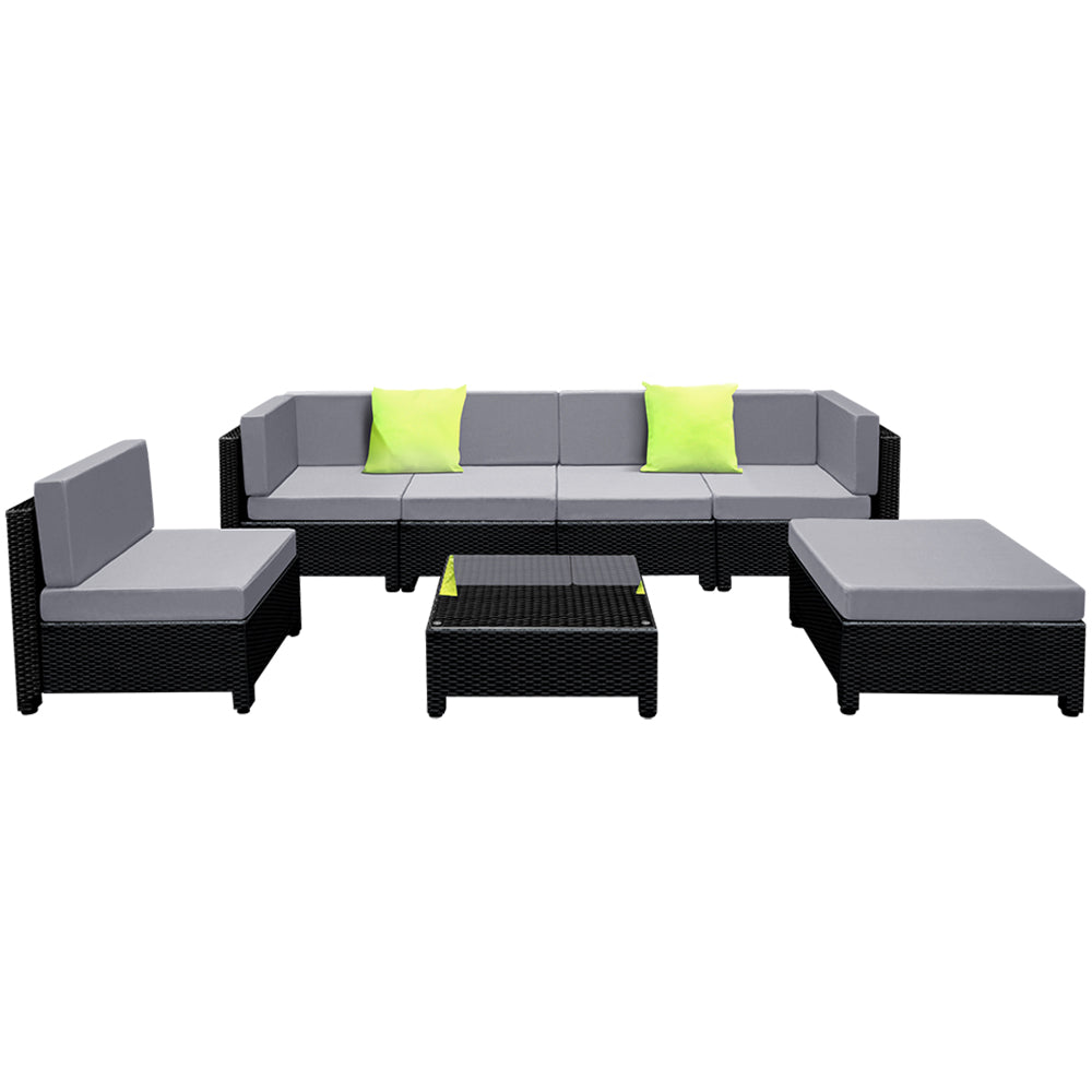 Outdoor Sofa Set Wicker Couch Lounge Setting Seat Cover 7-Piece