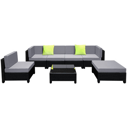 Outdoor Sofa Set Wicker Couch Lounge Setting Seat Cover 7-Piece