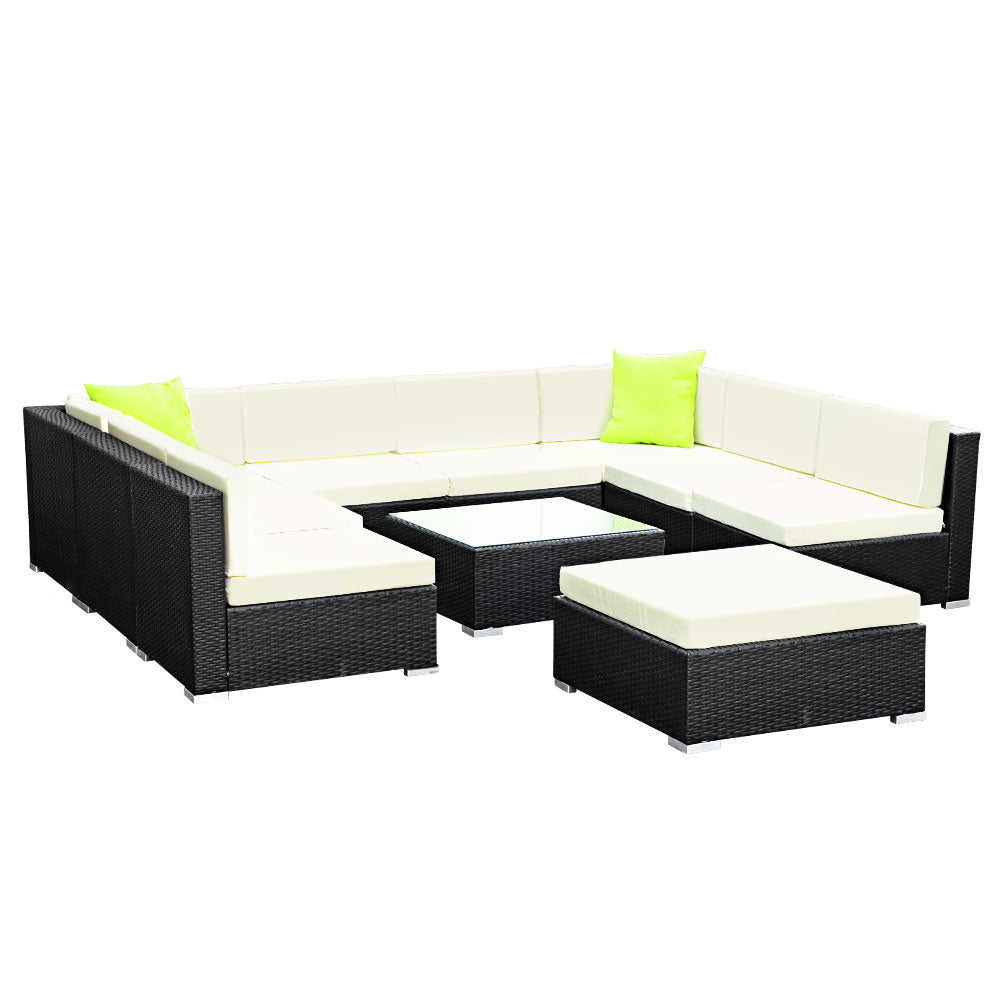 Outdoor Sofa Set Wicker Couch Lounge Setting Cover 10-Piece