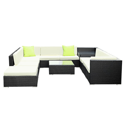 Outdoor Furniture Sofa Set Wicker Garden Patio Lounge- 11PC