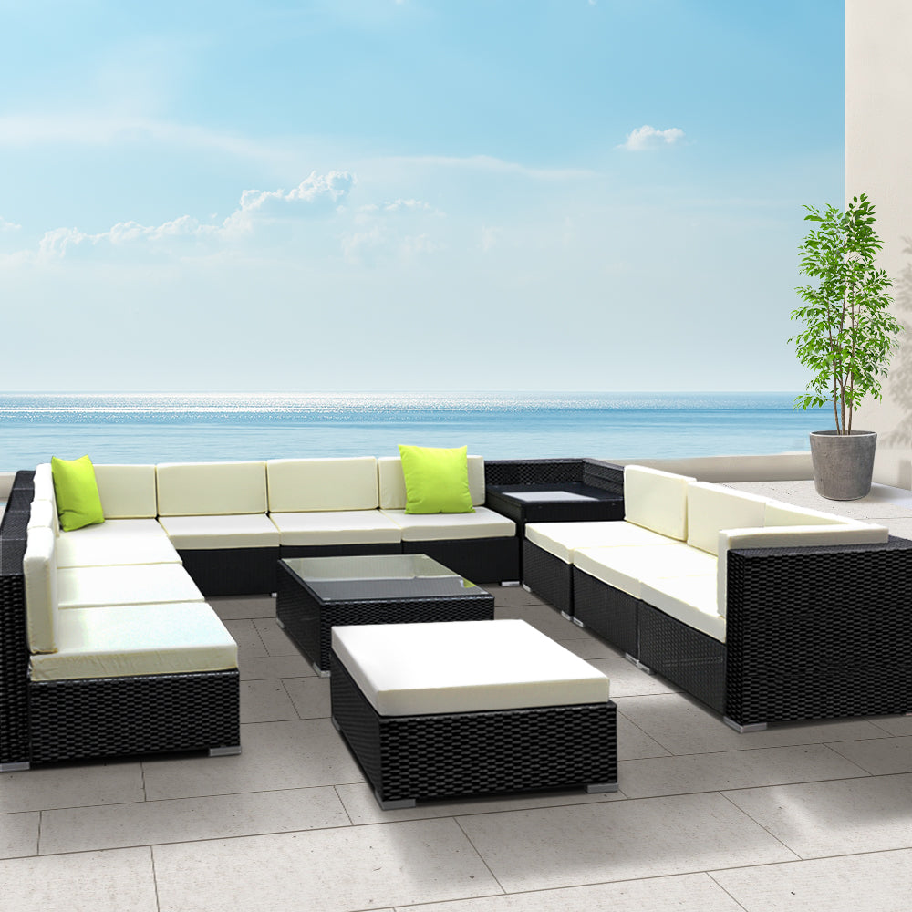 Outdoor Sofa Set Wicker Couch Lounge Setting 11 Seater - 13 Piece