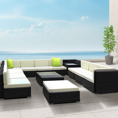 Outdoor Sofa Set Wicker Couch Lounge Setting 11 Seater - 13 Piece