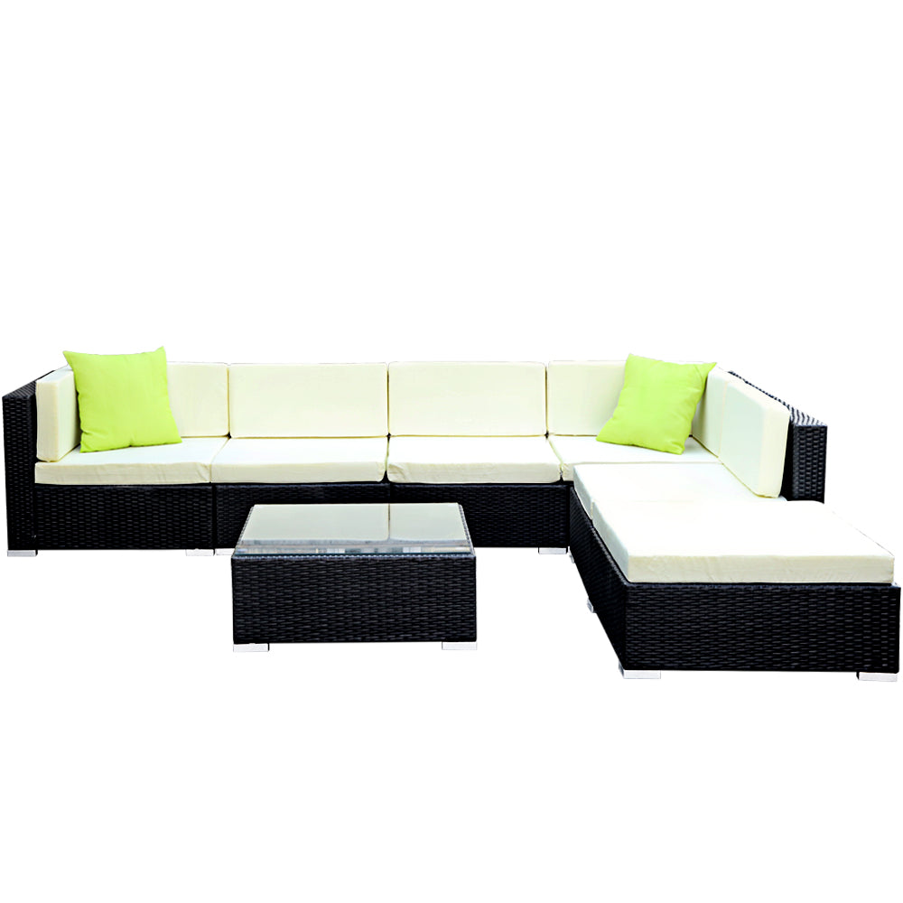 Outdoor Sofa Set Wicker Couch Lounge Setting 6 Seater 7-Piece