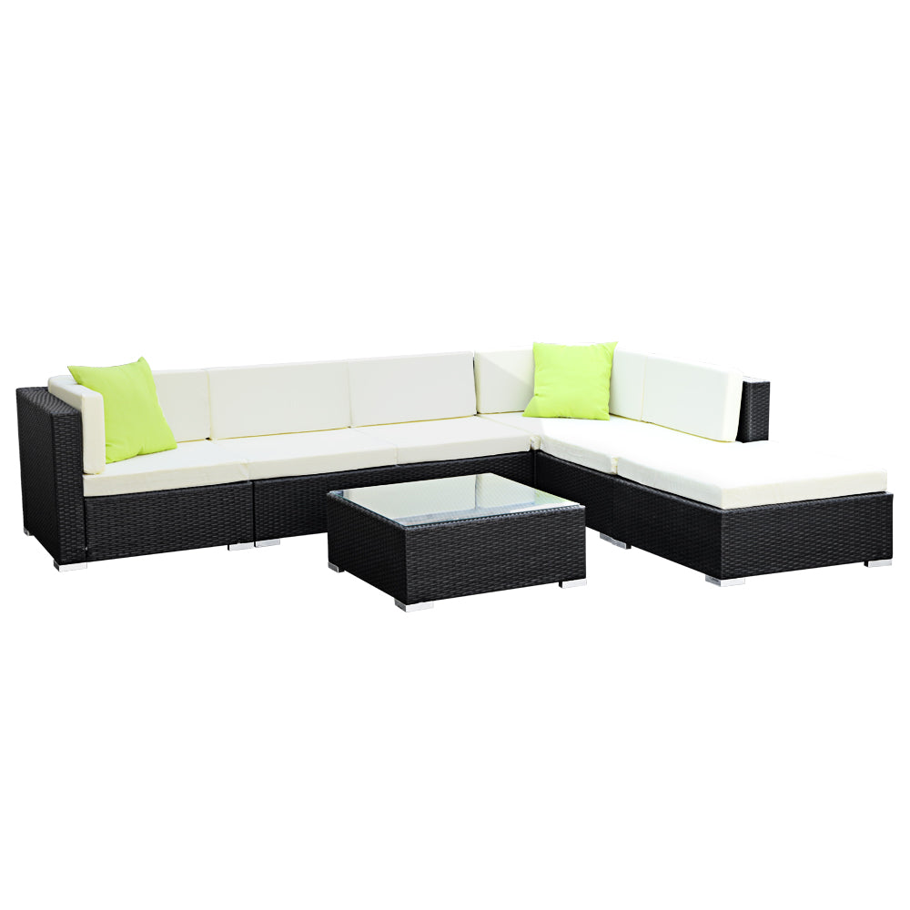 Outdoor Sofa Set Wicker Couch Lounge Setting 6 Seater 7-Piece