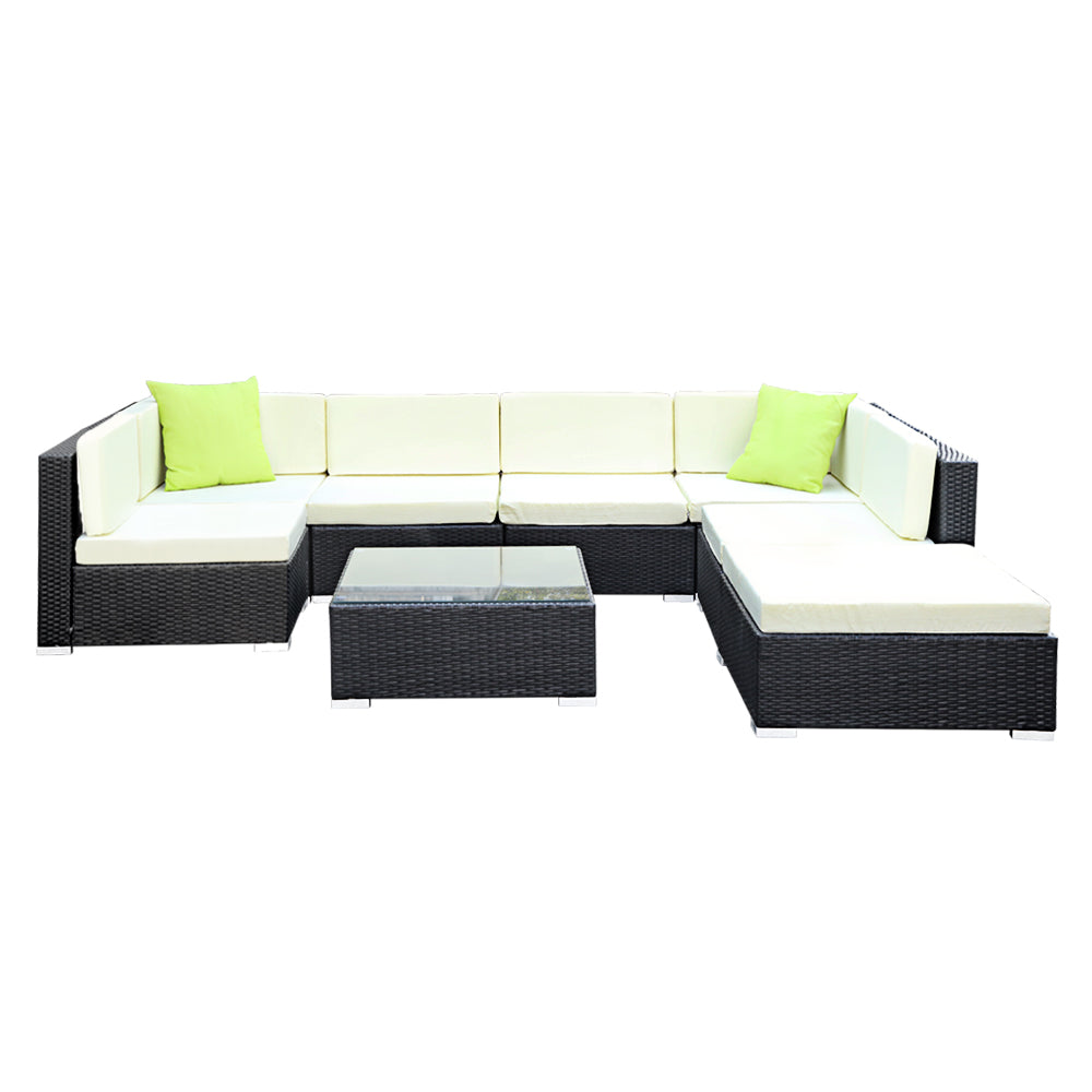 Outdoor Sofa Set Wicker Couch Lounge Setting 7 Seater-Water Resistant