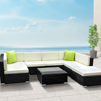 Outdoor Sofa Set Wicker Couch Lounge Setting 7 Seater-Water Resistant