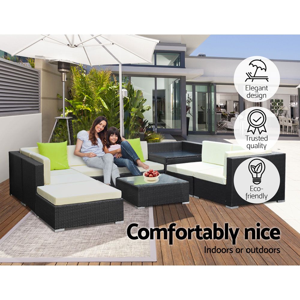 Outdoor Sofa Set Wicker Couch Lounge Setting 7 Seater