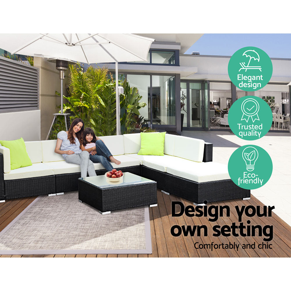 Outdoor Furniture Sofa Set Wicker Rattan Garden Lounge Chair Setting 3PC