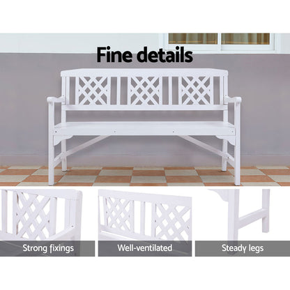 Gardeon Outdoor Garden Bench Wooden Chair 3 Seat Patio Furniture Lounge White