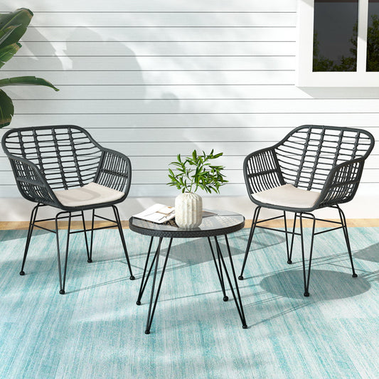 Outdoor Furniture Wicker Set. Weather resistant. Table+Chairs+Cushions