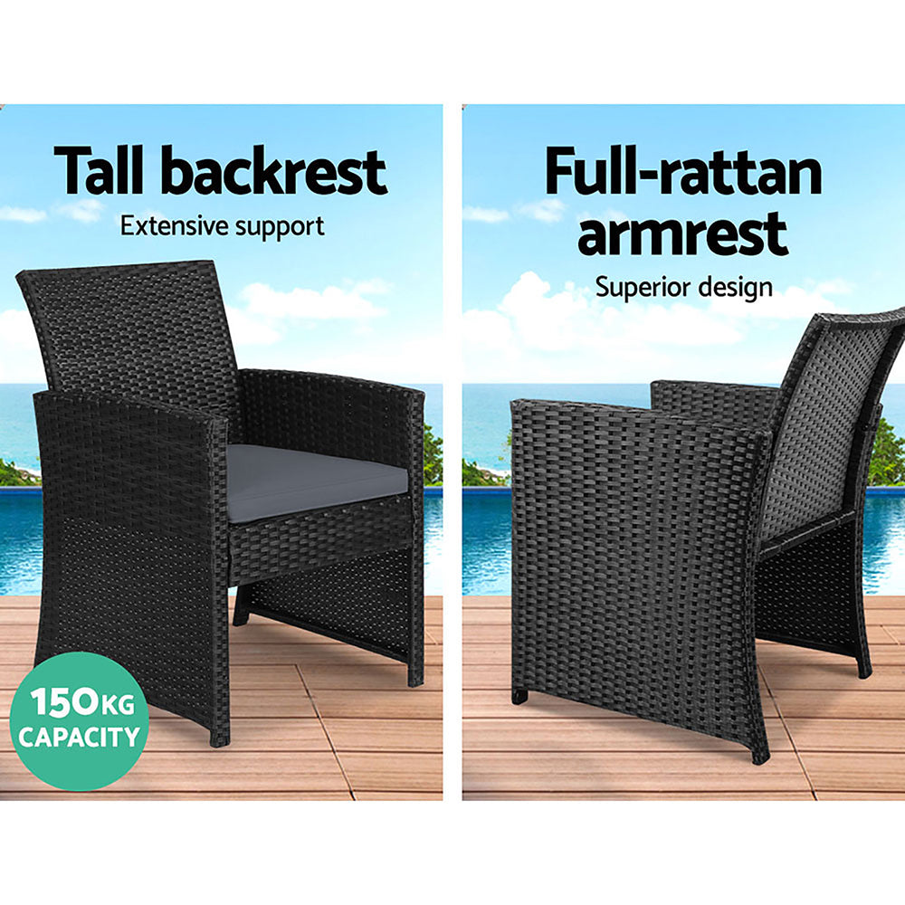 Outdoor Sofa Set Rattan Chair Table Setting Garden Furniture Black