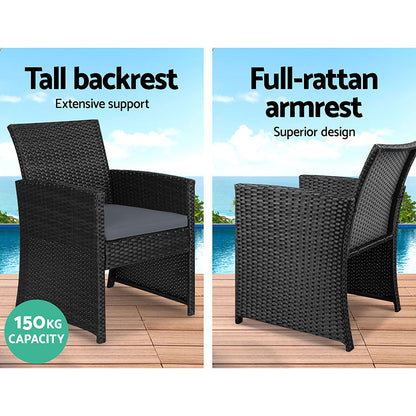 Outdoor Sofa Set Rattan Chair Table Setting Garden Furniture Black