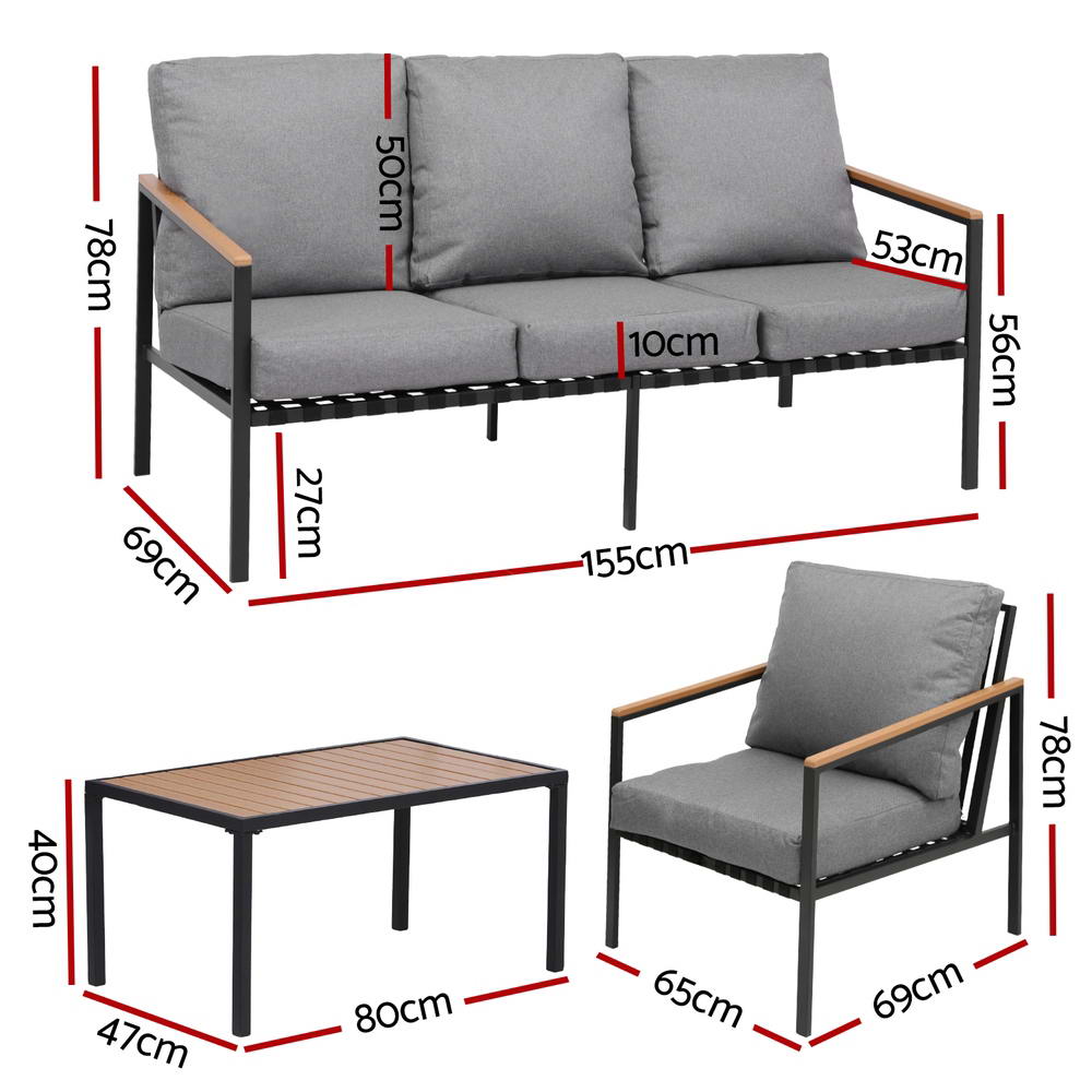 Outdoor Sofa Set 5 Seater plus Table Chair Garden Bench Patio