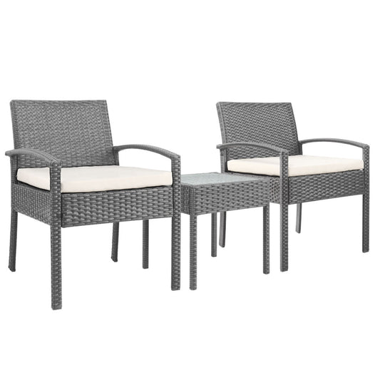 Outdoor Set Wicker Lounge Setting-Grey 3PC