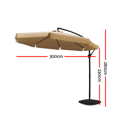 Instahut 3m Outdoor Umbrella Cantilever Garden Beach Patio Beige